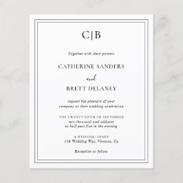 Convite de casamento de orçamento preto e branco t