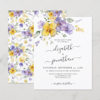 Convite de Casamento de Orçamento Roxo Amarelo lav