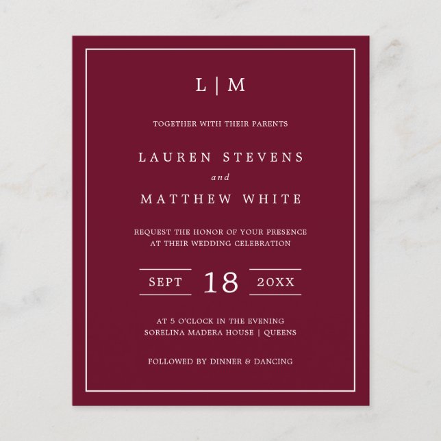 Convite de casamento de Orçamento Simples para Mon (Frente)