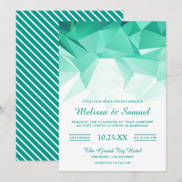 Convite de Casamento de Origami Geométrico Verde L