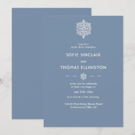 Convite de Casamento de Ornamento Azul