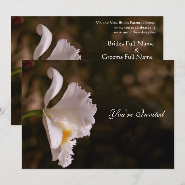 Convite de Casamento de Orquídea (Frente/Verso)