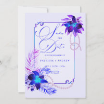 Convite de casamento de orquídea azul roxa para sa