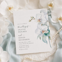 Convite de Casamento de Orquídea Branca Elegante M