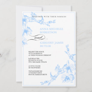 Convite de Casamento de Orquídeas Azuis