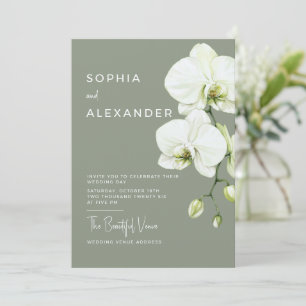 Convite de casamento de orquídeas em aquarela eleg