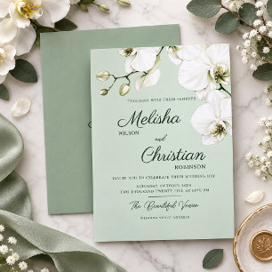 Convite de casamento de orquídeas em aquarela eleg