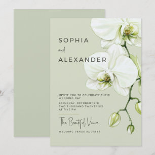 Convite de casamento de orquídeas em aquarela eleg
