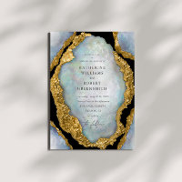 Convite de Casamento de Ouro de Agate Geode Pearl