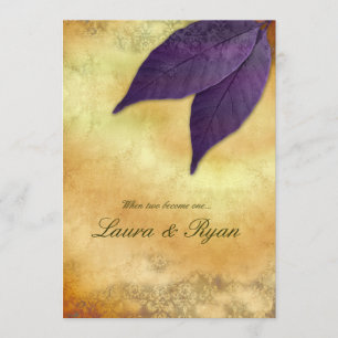 Convite de Casamento de outono 2 Deixa Creme Roxo