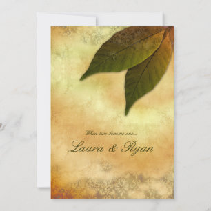 Convite de Casamento de outono 2 Deixa Creme Verde