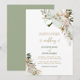 Convite de Casamento de Outono Botânico Boho Verde