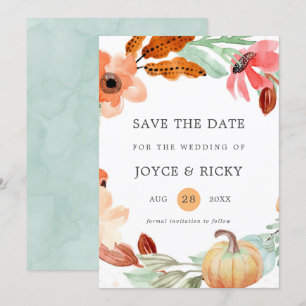 Convite de Casamento de Outono com Abóbora Save Th