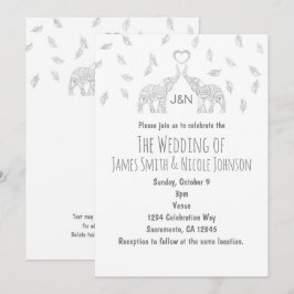 Convite de Casamento de Outono com Dois Elefantes 