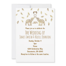 Convite de Casamento de Outono com Dois Elefantes 