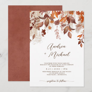 Convite de casamento de outono com folhas de outon