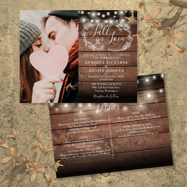 Convite de Casamento de Outono com Orçamento Único (Budget All In One Photo Fall Wedding Invite)