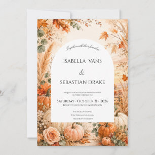 Convite de Casamento de Outono Elegante com Abóbor