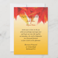 Convite de casamento de outono. Folhas de carapaça