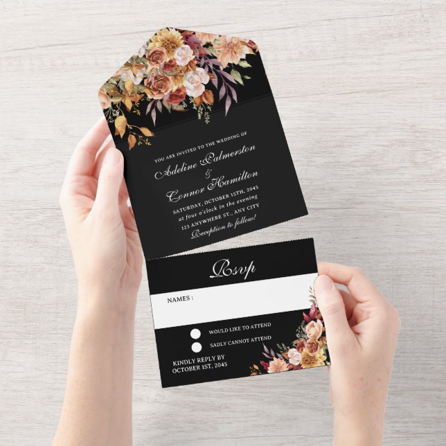 Convite de Casamento de Outono Mal-humorado Tudo e (Aba destacável)
