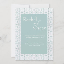 Convite de casamento de padrão azul Pastel