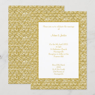 CONVITE DE CASAMENTO DE PADRÃO BRICK DOURADO DOUR