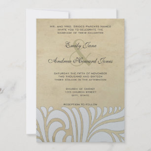 Convite De Casamento De Padrão De Silver E Tan Swi