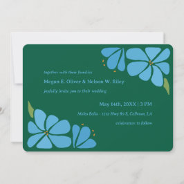 Convite De Casamento De Padrões De Flor Azul