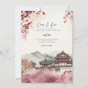 Convite De Casamento De Paisagem De Aquarela Corea