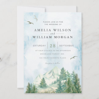 Convite de Casamento de Paisagem Montanhosa em Aqu