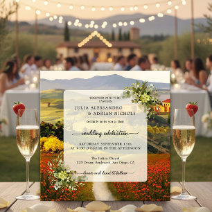 Convite de Casamento de Paisagem Toscana Colorida