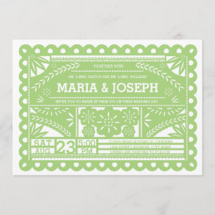 Convite de casamento de Papel Picado - verde