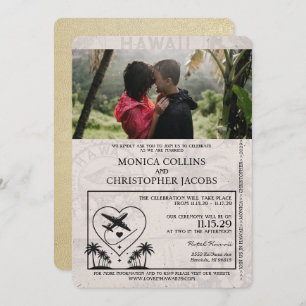 Convite De Casamento De Passaportes No Havaí Para 
