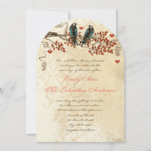 Convite de Casamento de Pássaro Vintage Outono Lar