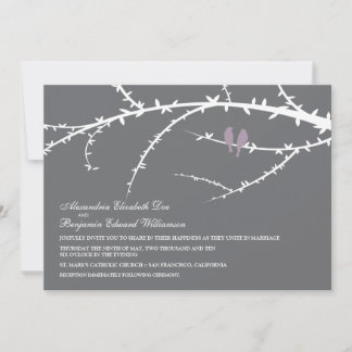 Convite de Casamento de Pássaros Apaixonados (lava