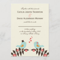 Convite de Casamento de Pássaros de Amor