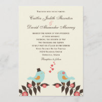 Convite de Casamento de Pássaros de Amor