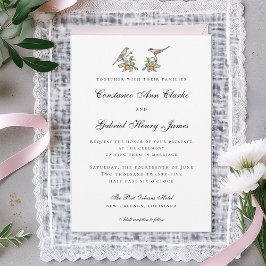 Convite de Casamento de Pássaros de Amor