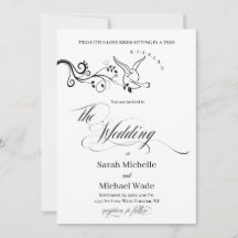 Convite de casamento de pássaros de amor Clássico