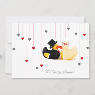 Convite de casamento de patos 4 e dois corações