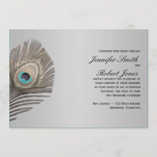 Convite De Casamento De Peacock De Silver Elegance