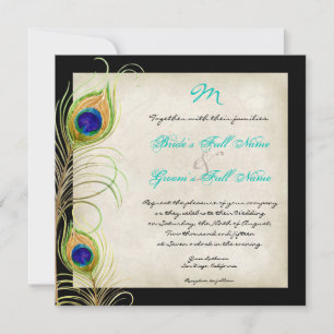 Convite de Casamento de Penas de Pavão