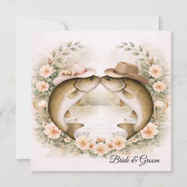 Convite de Casamento de Pesca no Texas Chapéu de C (Frente)