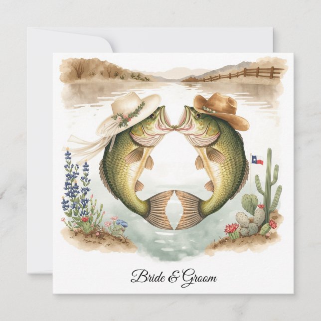 Convite de Casamento de Pesca no Texas Chapéu de C (Frente)