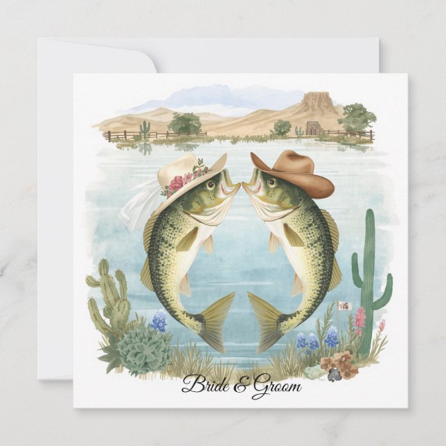 Convite de Casamento de Pesca no Texas Chapéu de C (Frente)