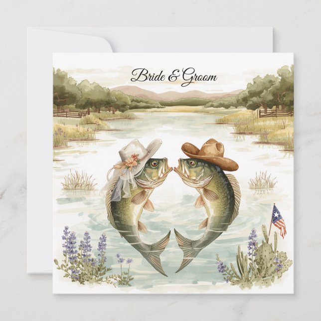 Convite de Casamento de Pesca no Texas Chapéu de C (Frente)