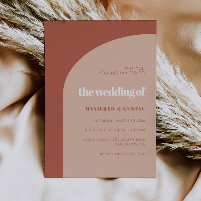 Convite de casamento de pêssego chic terracotta (Criador carregado)