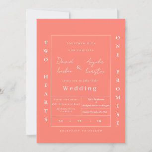 Convite de casamento de pêssego elegante clássico