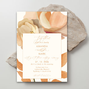 Convite De Casamento De Pêssego Floral Rustic Boho