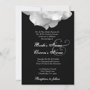 Convite de Casamento de Pétalas de Rosa BRANCA